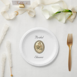 Vintage Bridal Shower Bride Paper Plates