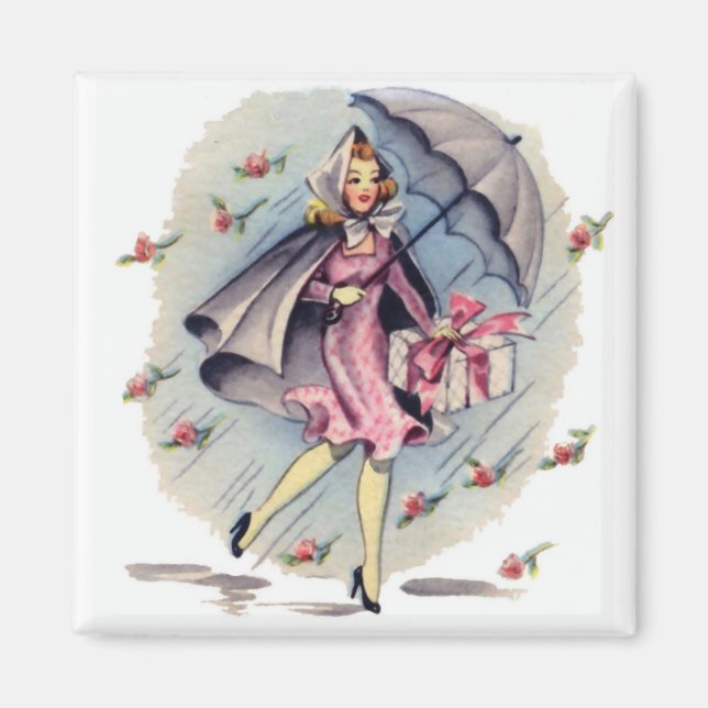 Vintage Bridal Shower Guest Magnet (Front)
