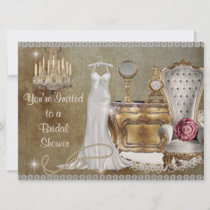 VINTAGE BRIDAL SHOWER INVITATION FAUX Wallpaper