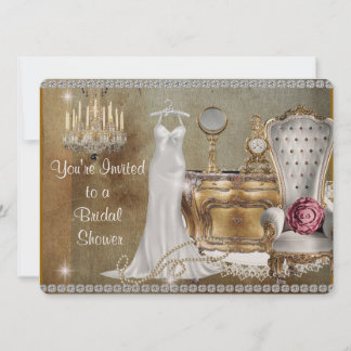 VINTAGE BRIDAL SHOWER INVITATION FAUX Wallpaper