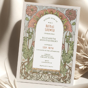Vintage Bridal Shower Invitations Art Nouveau Deco