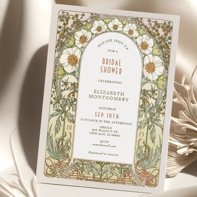 Vintage Bridal Shower Invitations Art Nouveau Deco (Creator Uploaded)