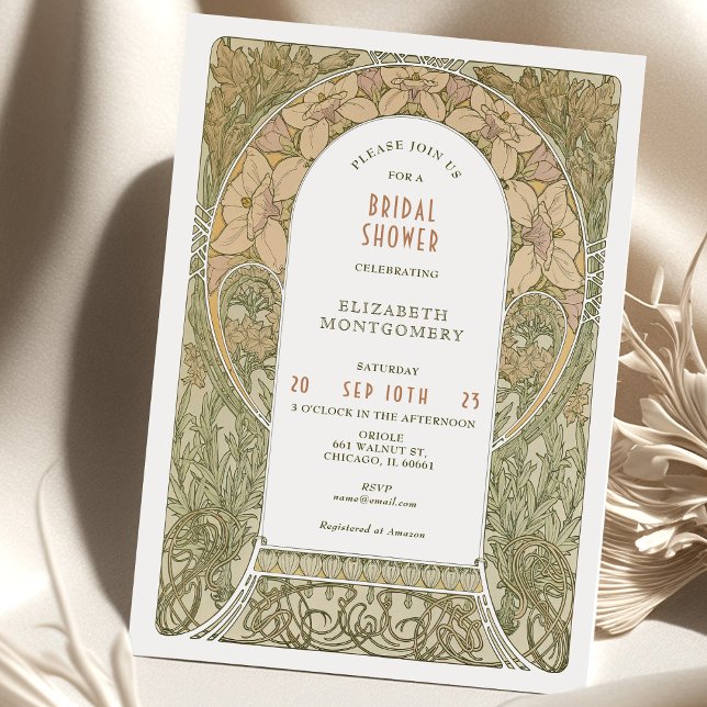 Vintage Bridal Shower Invitations Art Nouveau Deco (Creator Uploaded)