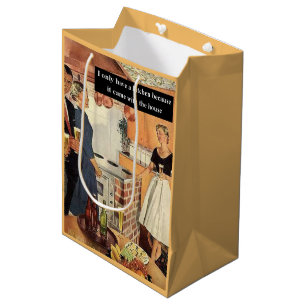 Vintage Bridal Shower Kitchen Cocktails Funny Medium Gift Bag