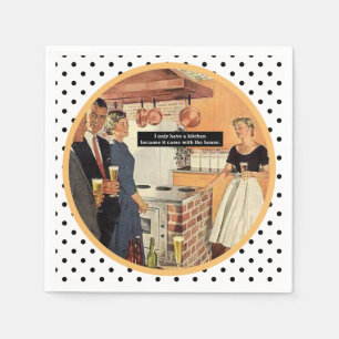 Vintage Bridal Shower Kitchen Cocktails Funny Napkin