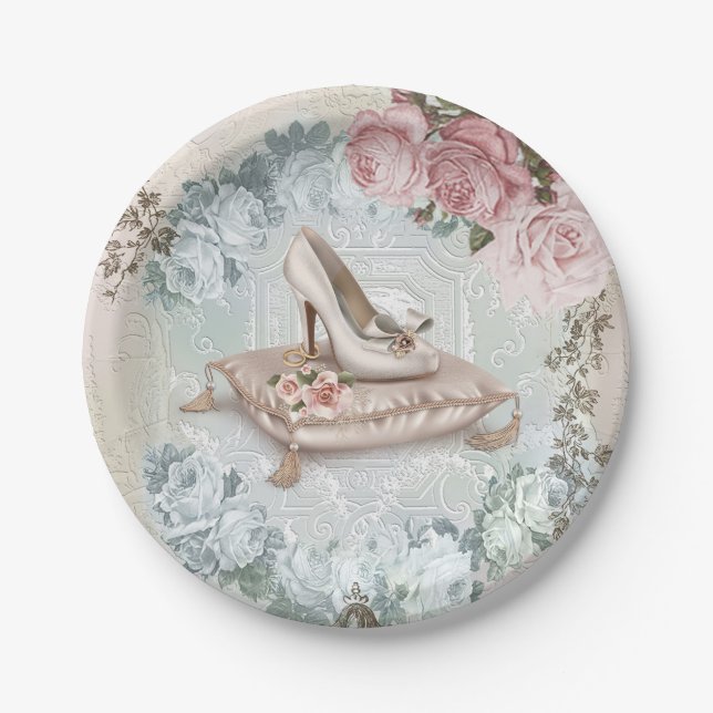 Vintage Bridal Shower Paper Plates (Front)