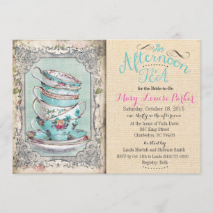 Vintage Bridal Shower Tea Invitation