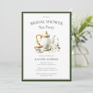 Vintage Bridal Shower Tea Party Invitation