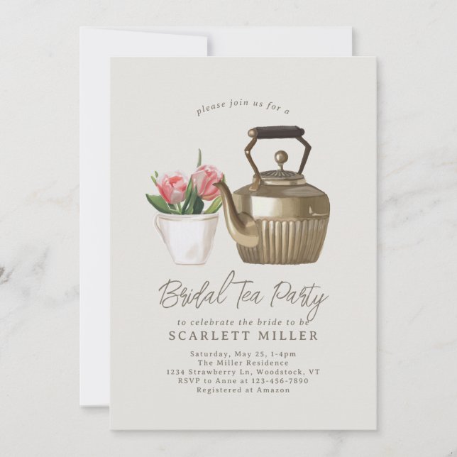 Vintage Bridal Shower Tea Party Invitation (Front)
