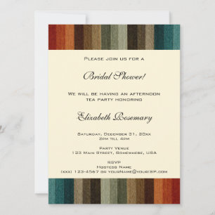 Vintage Bridal Shower, Warm Autumn Stripes Invitation