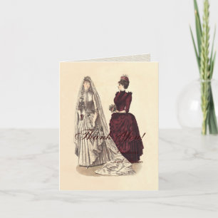 Vintage Bridal Wedding Women Thank You Card