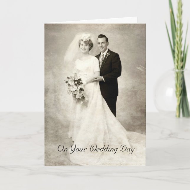 Vintage Bride and Groom, Congratulations Wedding Card (Front)