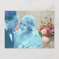 Vintage Bride and Groom Floral