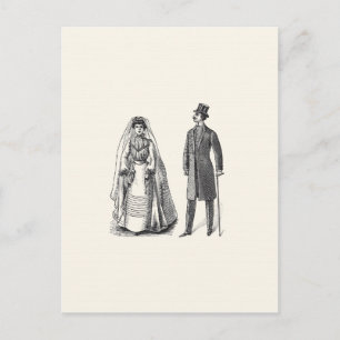 Vintage Bride and Groom Reply Postcard