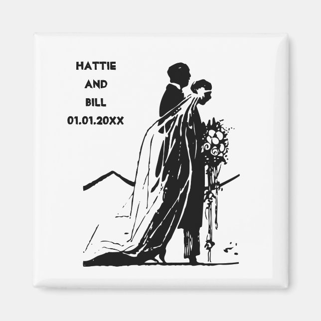 Vintage Bride and Groom Silhouette Magnet (Front)