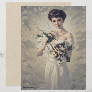 Vintage Bride Floral Personal 1920s ScrapbookPaper