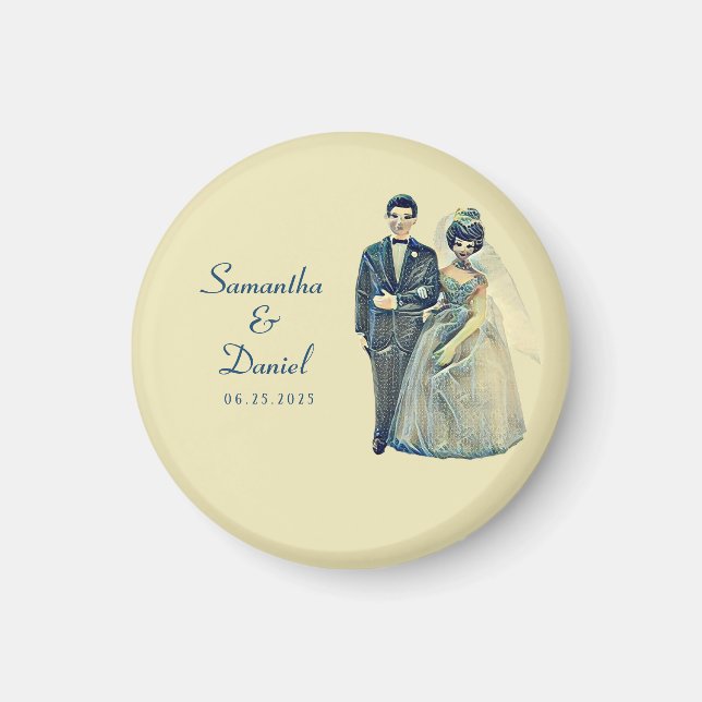Vintage Bride Groom Wedding Save the Date Magnet (Front)