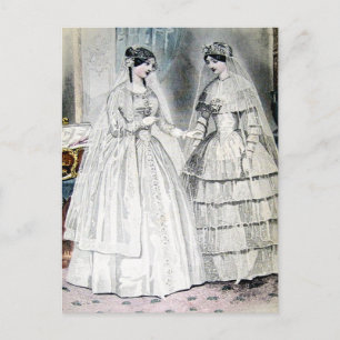 Vintage Bride Wedding Dress Postcard