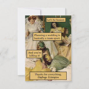 Vintage Bridesmaid Personalised Thank You Gift Card