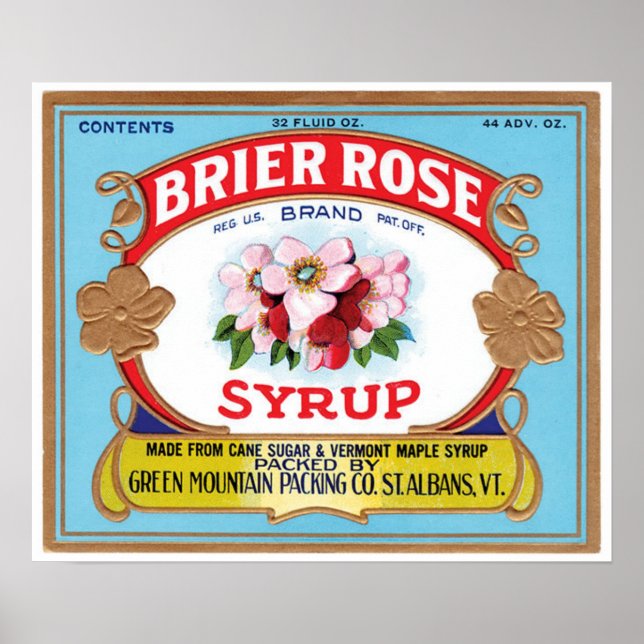 Vintage Brier Rose Maple Syrup Crate Label Poster (Front)