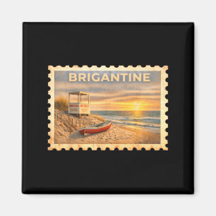 Vintage Brigantine New Jersey Retro Travel Stamp Magnet