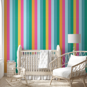 Vintage bright Colourful Striped Pattern  Wallpaper