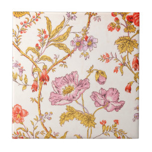 Vintage bright pretty flower vine floral pattern ceramic tile