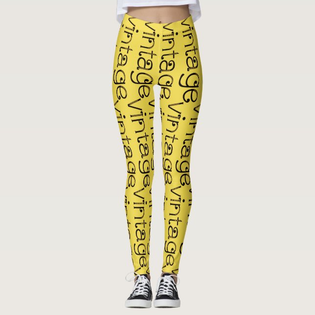 Vintage bright yellow workout leggings (Front)
