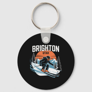 Vintage Brighton Utah Skiing Winter Sport Retro Su Key Ring