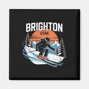 Vintage Brighton Utah Skiing Winter Sport Retro Su Magnet