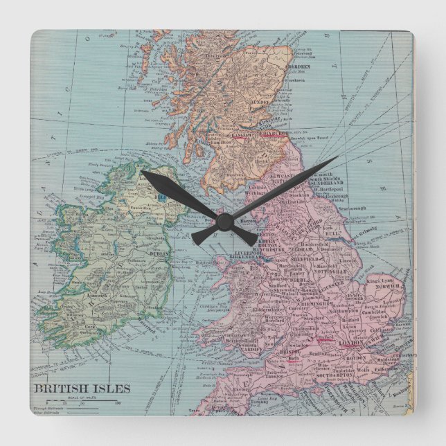 Vintage Britain Map Clock (Front)