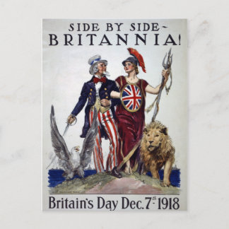 Vintage Britannia! Side By Side WWI Art Postcard