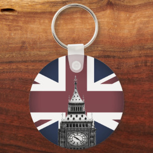 Vintage British Flag & Big Ben, London /sports UK Key Ring