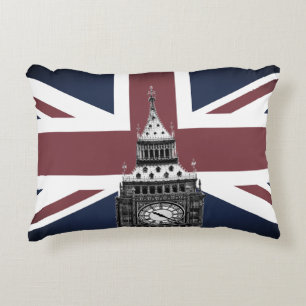 Vintage British Flag & Big Ben, London, UK /sports Decorative Cushion
