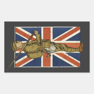 Vintage British Flag Soldier Rectangular Sticker