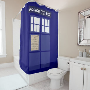 Vintage British Police Box Shower Curtain