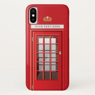 Vintage British Red Telephone Box Custom Monogram iPhone X Case