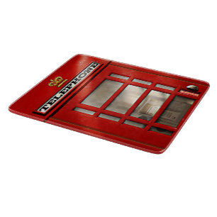 Vintage British Red Telephone Box Cutting Board