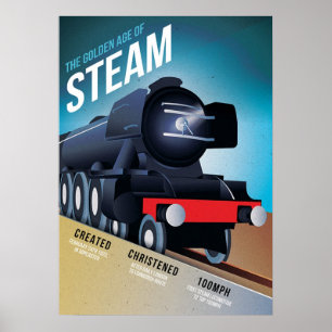 Vintage British Steam Locomotive Poster