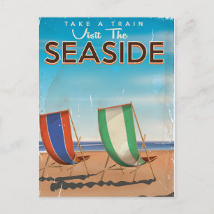 Vintage British Travel Seaside poster. Postcard