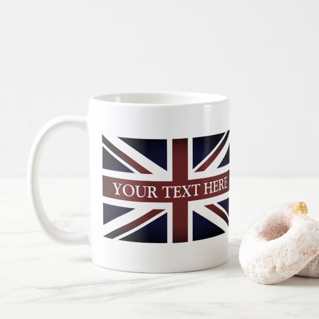 Vintage British Union Jack flag coffee mug (With Donut)