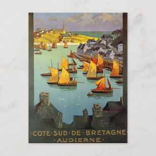 Vintage Brittany, Audierne, France - Postcard
