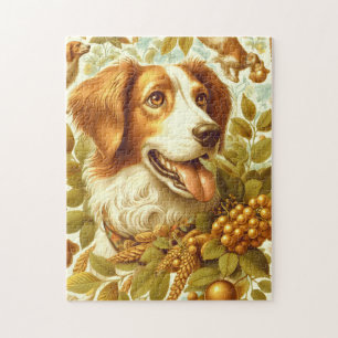 Vintage Brittany Dog Painting Jigsaw Puzzle