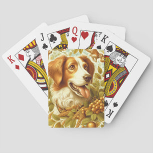 Vintage Brittany Dog Painting Playing Cards