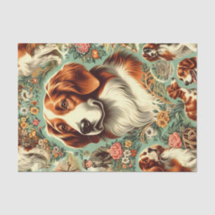 Vintage Brittany Dog Painting Tissue Paper