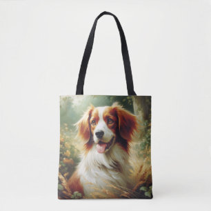 Vintage Brittany Dog Painting Tote Bag