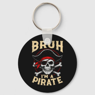 Vintage Bro A Pirate Spooky Skull Halloween Key Ring