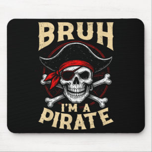 Vintage Bro A Pirate Spooky Skull Halloween Mouse Pad