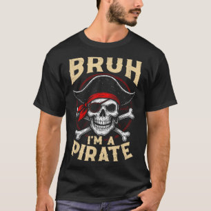 Vintage Bro A Pirate Spooky Skull Halloween T-Shirt
