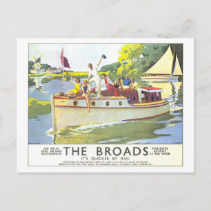 Vintage Broads in England Travel Poster Postcard